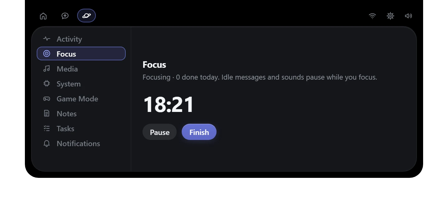 Orbit with a focus session running