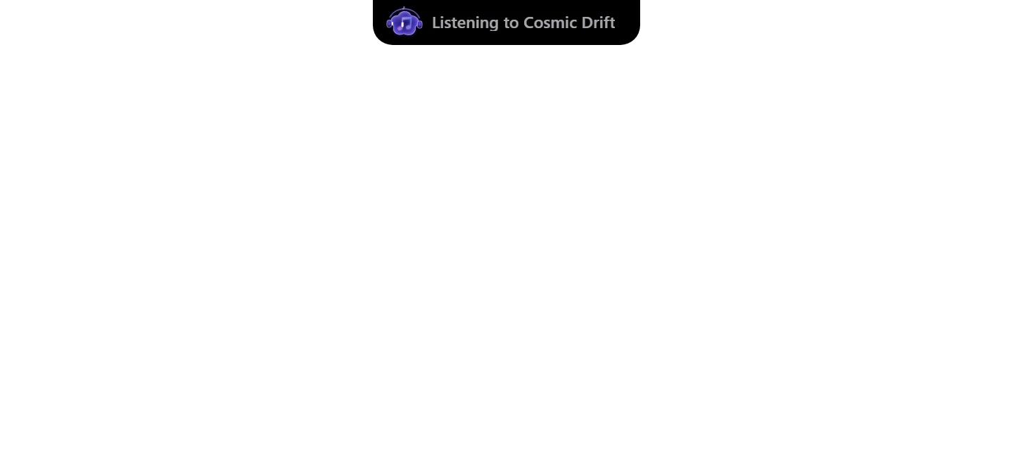 Compact Cosmo at the top of the screen: “Listening to Cosmic Drift”