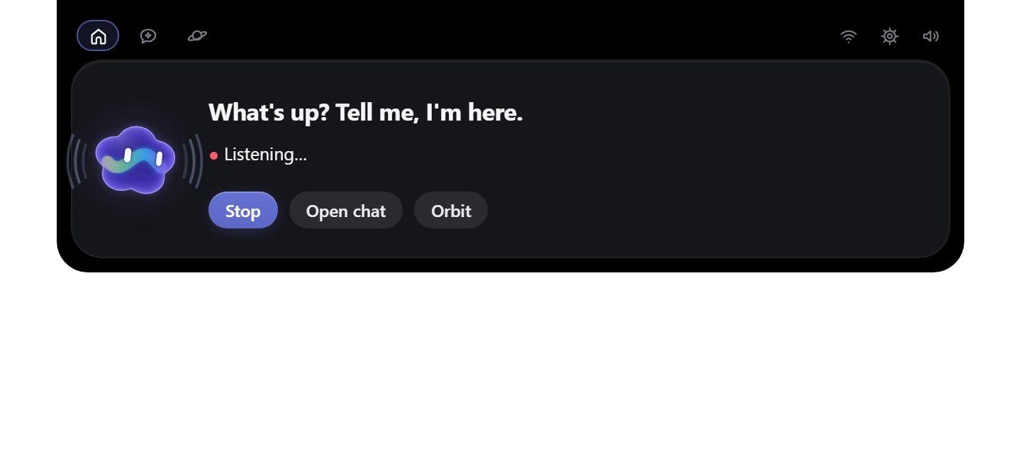 Voice: Cosmo listening after “Hey Cosmo”